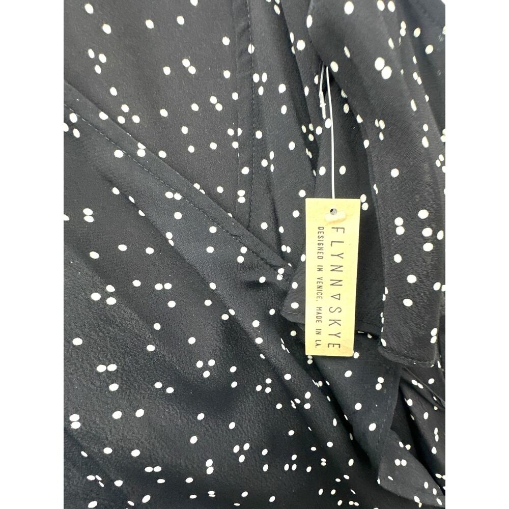 Flynn Skye Devon Wrap Dress Women's M Black White Polka Dot Cold Shoulder NWT - Picture 6 of 8